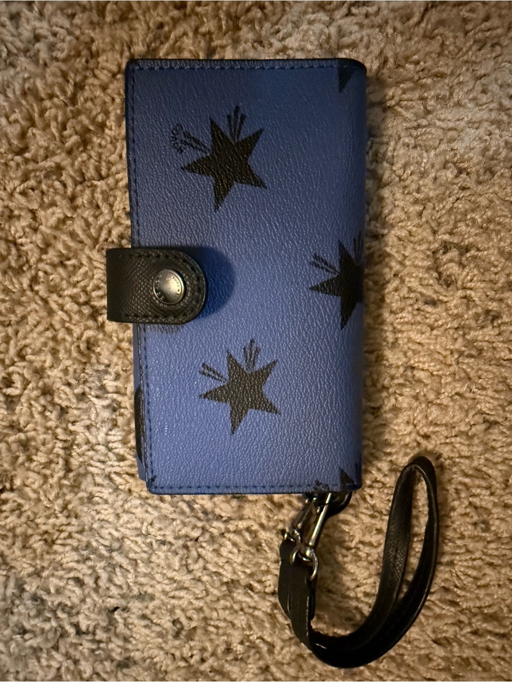 Coach Blue Star Print Wallet Phone Case with Wristlet